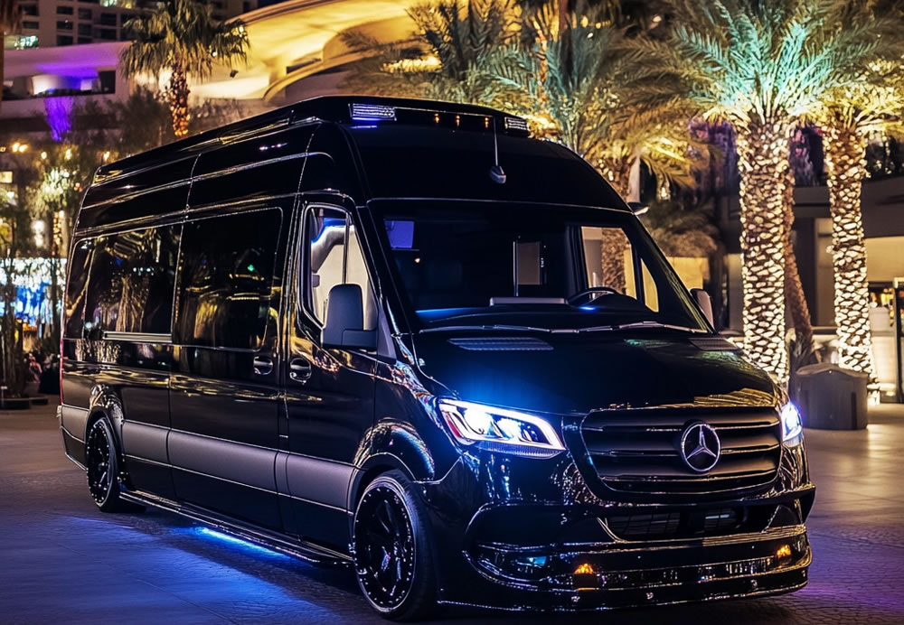 A Mercedes Sprinter van located in front of Scottsdale nightclub